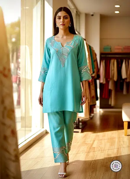 KF 508 Kalaai Shimmar Silk Embroidery Kurti With Bottom Suppliers In India